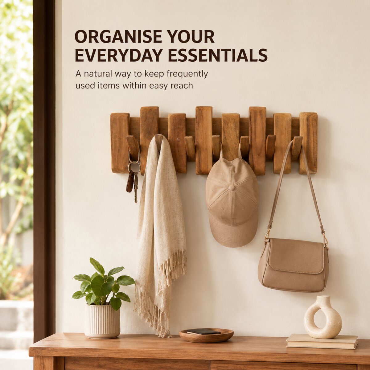 Craft Lab wall rack in a styled entryway